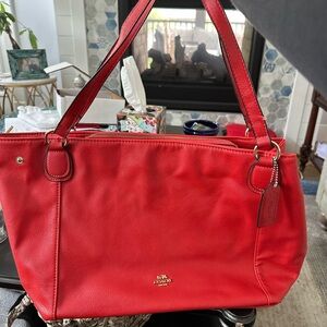 red coach tote bag